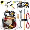 18PCS Tools Cake Topper Tools Cake Decorations Toolbox Wrench Hammer Mechanic Drill Plier Handsaw Tape Measure Screwdrivers Themed Happy Birthday Party Decor view 1