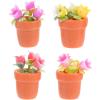 Artificial Plants 4Pcs Miniature Plants Tiny Doll House Flower Pots Fake Mini Potted Succulent Greenery Ornament Faux Flower Model Bonsai Model Furniture House view 1