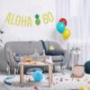 Aloha 60 Banner, Hawaiian Aloha Party Decorations, Luau Party Supplies, Tropical Theme Summer Beach Pool Party Decorations, Luau 60th Birthday Party Supply Gold Glitter view 4
