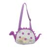 AUONY Beach Toy Mesh Beach Bag Kids Shell Bag Dinosaur Beach Sand Toy Totes for Holding Shells Beach Toys Sand Toys Swimming Accessories for Boys Girls Picking Up Shells (Purple) view 1