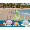 AUONY Beach Toy Mesh Beach Bag Kids Shell Bag Dinosaur Beach Sand Toy Totes for Holding Shells Beach Toys Sand Toys Swimming Accessories for Boys Girls Picking Up Shells (Purple) view 3