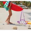 AUONY Beach Toy Mesh Beach Bag Kids Shell Bag Dinosaur Beach Sand Toy Totes for Holding Shells Beach Toys Sand Toys Swimming Accessories for Boys Girls Picking Up Shells (Purple) view 4