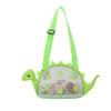 AUONY Beach Toy Mesh Beach Bag Kids Shell Bag Dinosaur Beach Sand Toy Totes for Holding Shells Beach Toys Sand Toys Swimming Accessories for Boys Girls Picking Up Shells (Green) view 1
