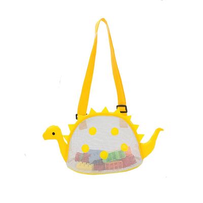 AUONY Beach Toy Mesh Beach Bag Kids Shell Bag Dinosaur Beach Sand Toy Totes for Holding Shells Beach Toys Sand Toys Swimming Accessories for Boys Girls Picking Up Shells