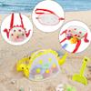 AUONY Beach Toy Mesh Beach Bag Kids Shell Bag Dinosaur Beach Sand Toy Totes for Holding Shells Beach Toys Sand Toys Swimming Accessories for Boys Girls Picking Up Shells view 3