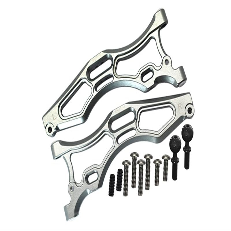 GPM For Arrma 1/7 FIRETEAM Tactical Unit 6S BLX ARA7618 Upgrade Parts Aluminum Front Lower Arms - 12Pc Set Gray Silver