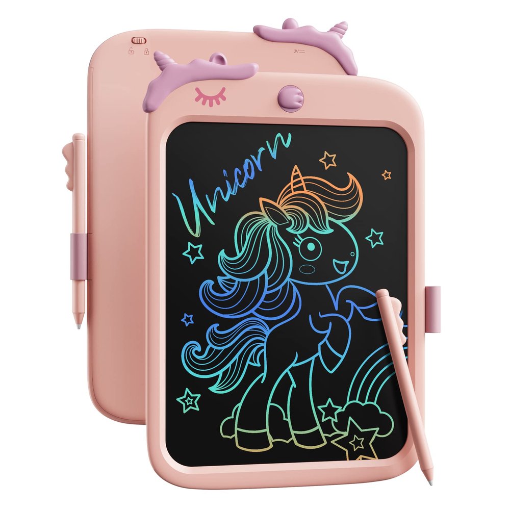 10 Inch Writing Tablet for Kids, Unicorn Toys Gifts for Girls Aged 3-5, Toddler Girl Toys Kids Educational Toys Travel Toys, Birthday Gift for 3 4 5 6 7 8 9 Year Old Girl(Pink)