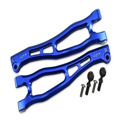 GPM For Arrma 1/7 FIRETEAM Tactical Unit 6S BLX ARA7618 Upgrade Parts Aluminum Front Upper Arms - 6Pc Set Blue