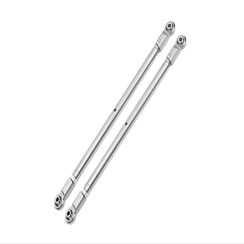 1/6 4WD Super Baja Rey 2.0 LOS05021 Upgrade Parts Stainless Steel Adjustable Rear Upper Chassis Link Tie Rods With Aluminum Ends - 2Pc Set Silver