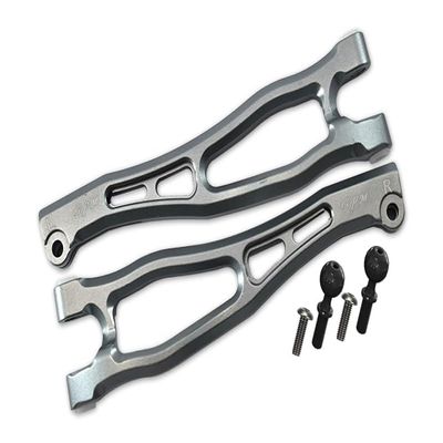 GPM For Arrma 1/7 FIRETEAM Tactical Unit 6S BLX ARA7618 Upgrade Parts Aluminum Front Upper Arms - 6Pc Set Gray Silver