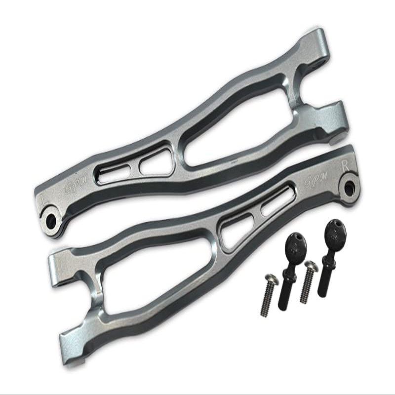 GPM For Arrma 1/7 FIRETEAM Tactical Unit 6S BLX ARA7618 Upgrade Parts Aluminum Front Upper Arms - 6Pc Set Gray Silver