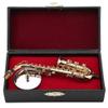 Tnfeeon Miniature Alto Saxophone, Mini Musical Instrument Saxophone with Stand and Case Simulate Instrument Miniature Dollhouse Model Ornament Collection view 1