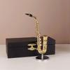 Tnfeeon Miniature Alto Saxophone, Mini Musical Instrument Saxophone with Stand and Case Simulate Instrument Miniature Dollhouse Model Ornament Collection view 2