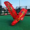 LXLF Garden Dragon Dance Fitness Throw Streamer, Silk Flowy Ribbon Spinning & Shaking Poi (Dragon & Phoenix Pattern), Arms Exercise (Color : Red, Size : 10m/33ft) view 2