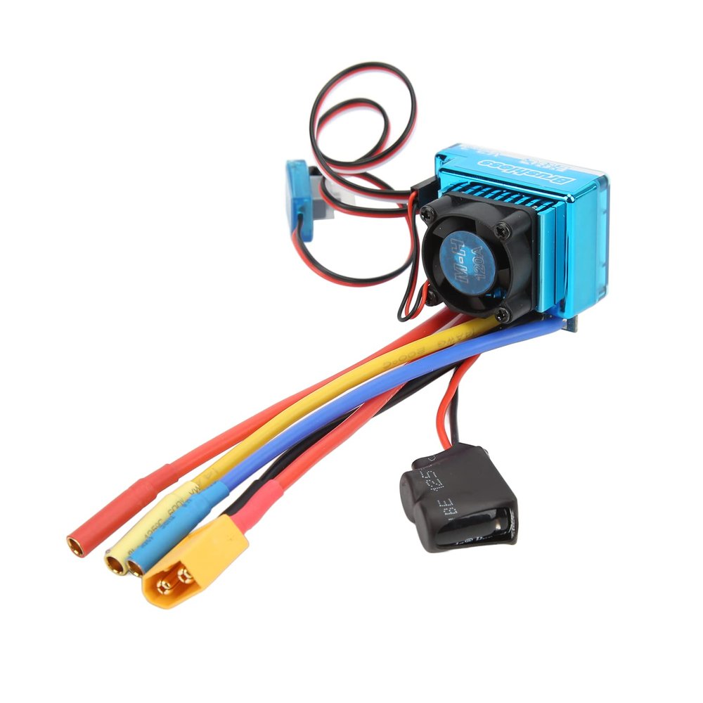 SUCIE 120A Brushless ESC, Waterproof 2-4S Electric Speed Controller Programmable ESC with 9 Level Acceleration, Dustproof XT60 Plug RC Brushless ESC for 1/10 1/8 RC Car
