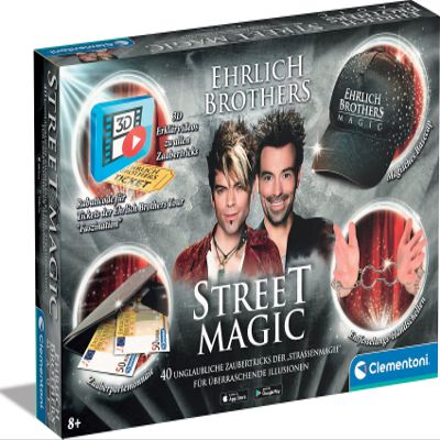 Clementoni Ehrlich Brothers Street Magic, Magic Box for Children from 8 Years, Magic Equipment for 40 Tricks, Includes 3D Explanatory Videos, Ideal Gift