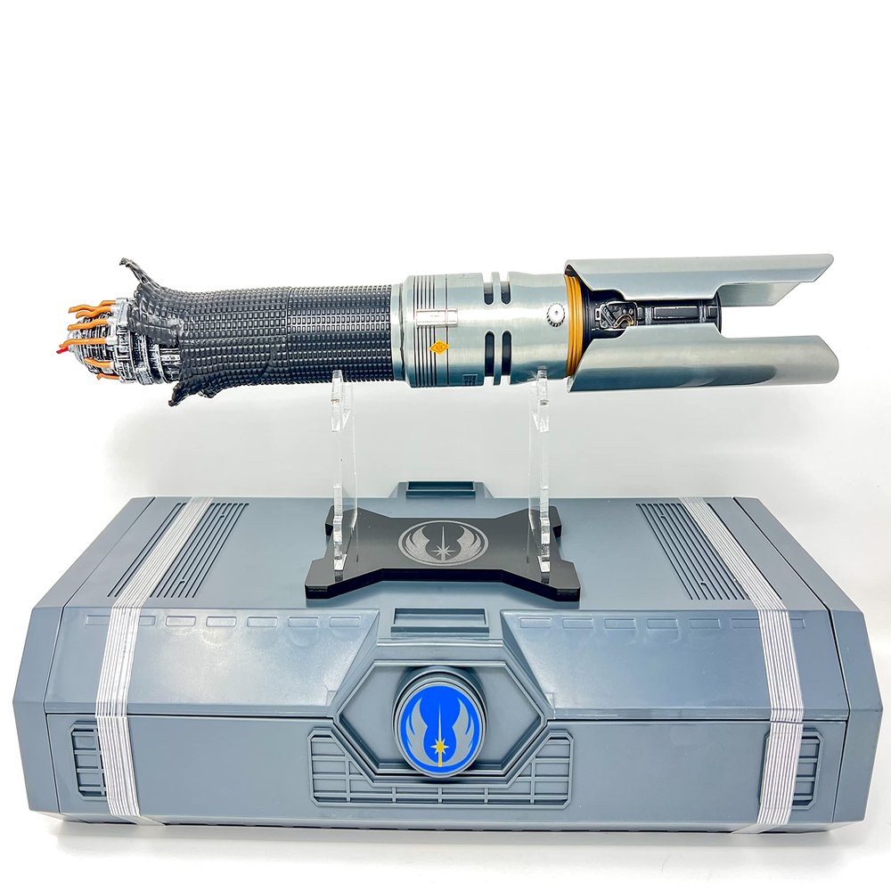Galaxy's Edge Star Wars Cal Kestis Legacy Lightsaber Hilt Bundle with Custom Engraved Stand, Blue