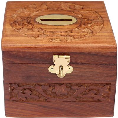 Zifron Wood Store Handmade Wooden Money Bank for Kids Adults Boys Girls with Lock|Piggy Bank Wooden Big Size|Saving Box|Coin Box|Bank for Kids|Money Box with Lock