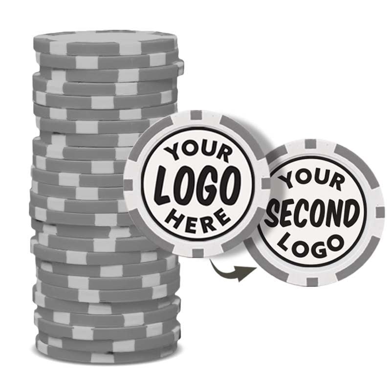 Clip Wipes Custom Poker Chips (50 Pack) | Personalized Monogram Logo Poker Chips - Your Custom Logo (Gray-25)