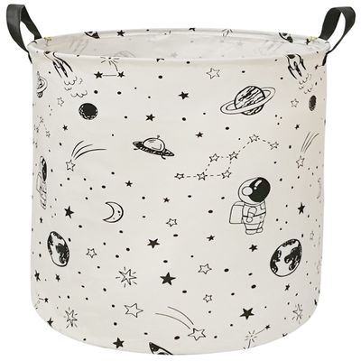 ACMUUNI 19.7 Inch Round Astronaut Pattern Laundry Clothes Hamper Laundry Basket with Handles,Storage Organizer Bins Laundry Gift Basket for Room, Bedroom Decor