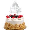 Happily Ever After with Castle Cake Topper Cinderella Castle Wedding Cake Decoor Engagement Bridal Shower Party Decorations Silver Glitter view 1