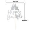 Happily Ever After with Castle Cake Topper Cinderella Castle Wedding Cake Decoor Engagement Bridal Shower Party Decorations Silver Glitter view 4