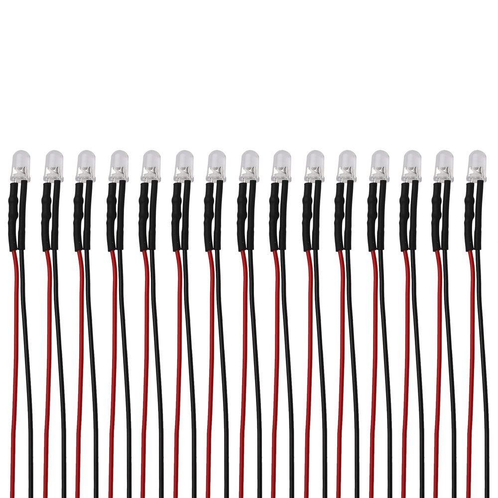 15PCS HIRCQOO RC Car 3MM & 5MM Pre Wired Led Light Emitting Diodes 12V Mini Single Led Bulbs Compatible with Traxxas TRX-4 TRX-6 Axial SCX10 90046 1/10 RC Crawler Car Truck DIY Parts (5mm,Red)
