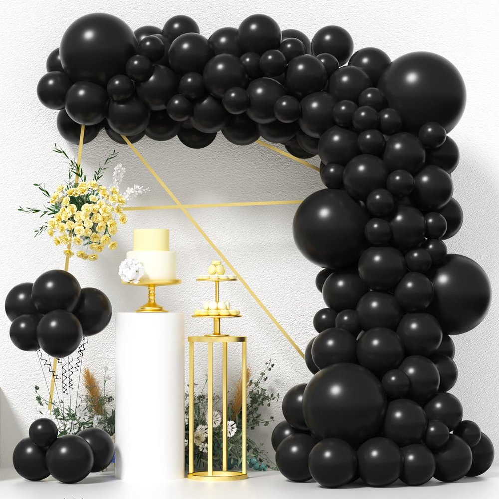 ZFUNBO Black Balloons 95 PCS Black Balloons Garland Kit 18"+12"+10"+5" Black Balloons Different Sizes Matte Black Latex Balloons for Baby Shower Wedding Halloween Birthday black Party Decoration
