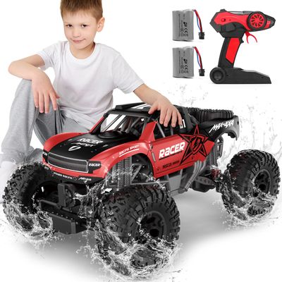 JONEALA RC Trucks 4x4 Offroad Waterproof - 1:12 Scale Large Amphibious Remote Control Car, Dual Motors Crawler Vehicle, Monster Truck Toys with 2 Rechargeable Batteries, Best Gift for Kids Adults