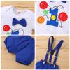 Baby Boys First 1st Birthday Cake Smash Outfit Diaper Cover + Suspenders + Bowtie + Headband for Photo Props Dark Blue 12-18 Months view 4
