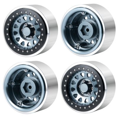 4 PCS RC Beadlock Wheels Aluminum 2.9" RC Wheel Rims for 1/10th RC Rock Crawler Axial SCX6 AXI05000 (Titanium Color)