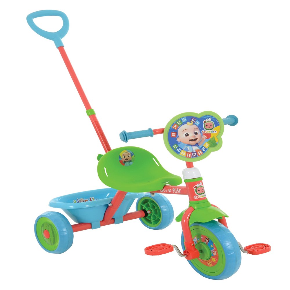 CoComelon My First Trike for 2+ Year Olds - Baby Trike with Parent Handle - Adjustable Tricycles for 2 Year Olds - CoComelon Toys Baby Bike - Push Along Trike 2+ Year Olds - 79x44x97cm