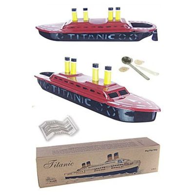 TinToyArcade Titanic Tin Pop Pop Boat Candle Powered (Includes One Boat & Candle Kit)