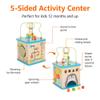 Amazon Basics Kids Wooden Educational Activity Learning Cube Toy, Gift for Toddlers Age 12M+, Developmental Shape Sorter, Multicolor, 13.4x22.5x13.4inches view 3