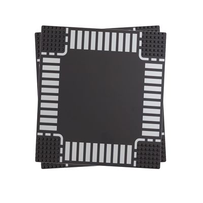 Apostrophe Games Road Baseplate  Premium Building Blocks Base Plates Compatible with All Major Brands  2pcs Baseplate Gray with Road Design  2 Crossroads Base Plates