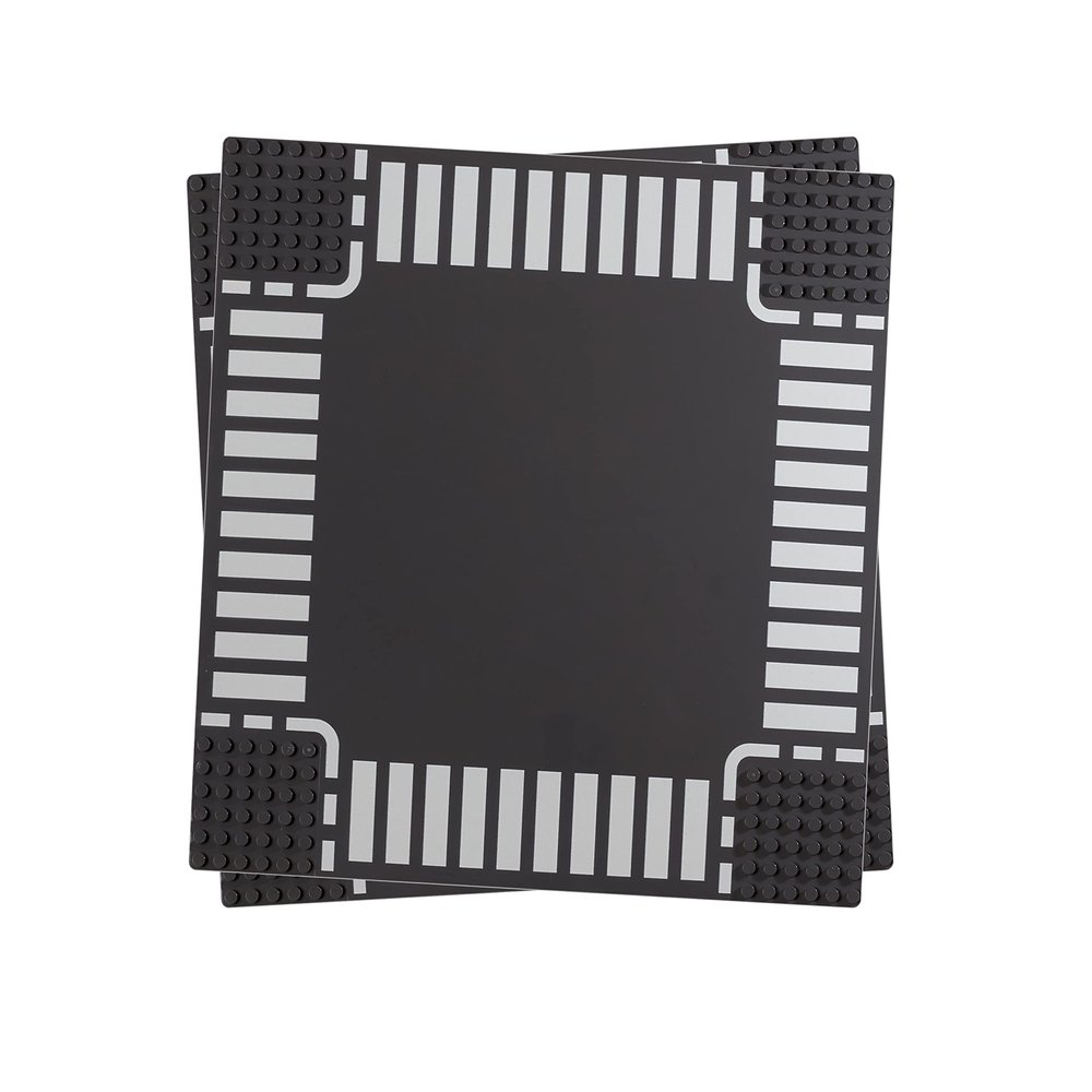 Apostrophe Games Road Baseplate Premium Building Blocks Base Plates Compatible with All Major Brands 2pcs Baseplate Gray with Road Design 2 Crossroads Base Plates