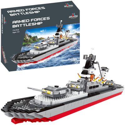 Apostrophe Games Navy Battleship Building Block Set (774 Pieces), Military Building Blocks