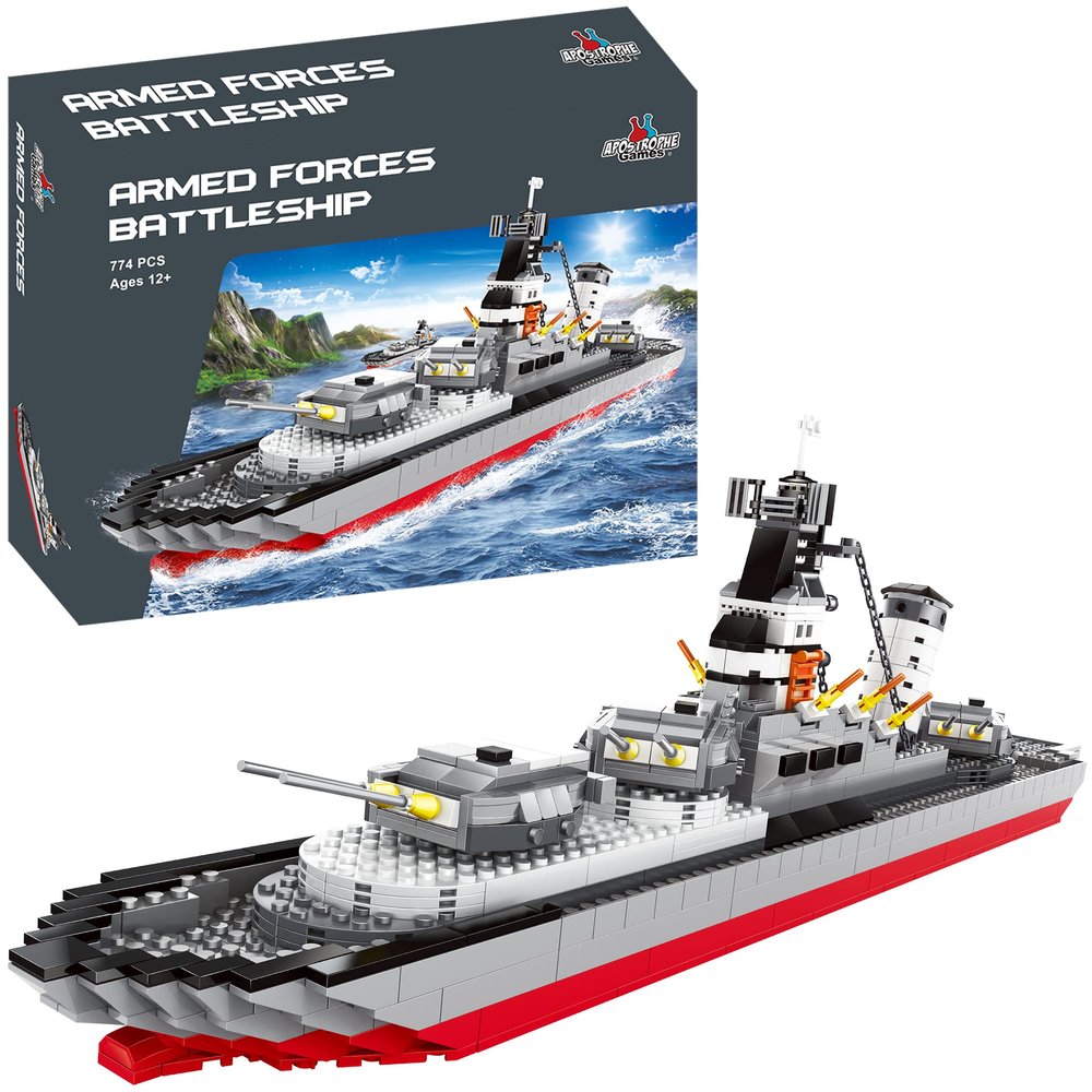 Apostrophe Games Navy Battleship Building Block Set (774 Pieces), Military Building Blocks