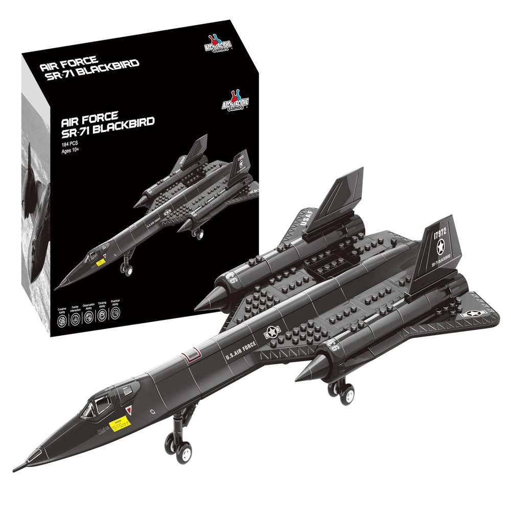 Apostrophe Games SR 71 Blackbird Jet Building Block Set - 184 Pieces - for Kids and Adults - Fits All Building Bricks