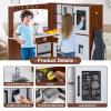 BRINJOY Corner Play Kitchen for Kids, Wooden Toddler Kitchen Playset w/Faucet, Sink, Microwave, Oven, Apron, Blackboard, Storage Cabinets, Pretend Cooking Toys w/Sound & Light Gift for Ages 3+ view 3