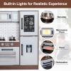 BRINJOY Corner Play Kitchen for Kids, Wooden Toddler Kitchen Playset w/Faucet, Sink, Microwave, Oven, Apron, Blackboard, Storage Cabinets, Pretend Cooking Toys w/Sound & Light Gift for Ages 3+ view 4
