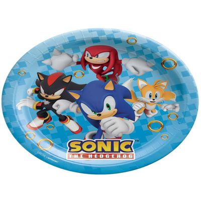 amscan Sonic The Hedgehog Round Paper Plates - 9" | Blue, Medium, Pack of 8