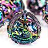 Metal DND Dice Set - Unique Round Hollow Orb Design for Better Rolling - Beautiful Dragon Set for Role Playing Games (RPG) - Stunning D&D Dungeons and Dragons Dice (Rainbow) view 1