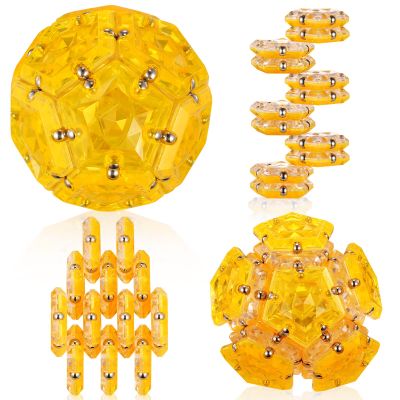 RoomyRoc Magnetic Fidget Sphere - Pentagons Magnets Balls - 12 Piece Set - Crystal Orange - Magnet Fidgets Toy - Creativity Beyond Imagination, Inspirational, Recreational, Desk Toys for Adults