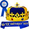 13th Birthday King Hat & Sash Set - Boys' Birthday Crown, Decoration & Accessories view 1