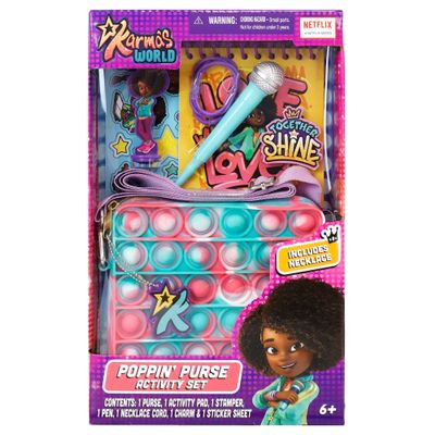 Tara Toys Poppin Purse Activity Set: Karma's World - Popping Sensory Fun, Engaging Fidget Popping Experience for Kids - Pop It Toy for Imaginative Play & Stress Relief, Ages 6 and Up, Multicolor