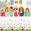 3 Pcs Building Blocks Tablecloth 105 x 54 inches - Building Blocks Theme Party Decorations Disposable Plastic Table Cover for Children Kids Birthday Party Decor Supplies Favors (White) view 4