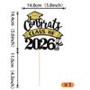 1 Pack Congrats Class of 2026 Cake Topper with Gold Black Glitter Diploma Graduation Cap Cake Pick Contrats Class of 2026 Cake Decorations for 2026 Graduation Theme High School Boys Girls view 2