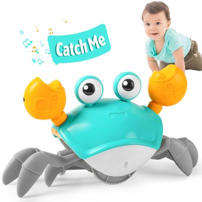 Hirger Crawling Crab Baby Toy, Tummy Time Toy for Infant 3 6 9 12 18 24 Month, Walking Dancing Interactive Sensory Crab with Light Music, Birthday Gift for Toddler Boy Girl 1 2 3