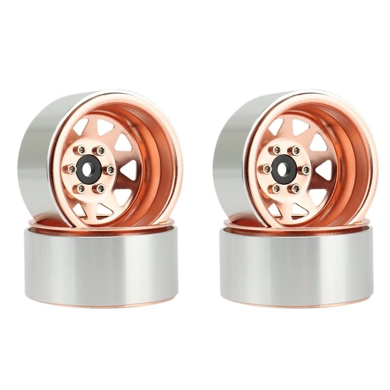 BAIJAC 4PCS Deep Dish Wagon 1.9 Metal Beadlock Wheel Hub Rim for 1/10 RC Crawler Axial SCX10 90046 Traxxas TRX4 RC4WD D90 ( Color : Copper )